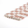 thumbnail image 4 of BalsaCircle 25 Pieces 8" Rose Gold White Striped Paper Straws Disposable Party Event Picnic, 4 of 6