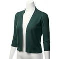 thumbnail image 2 of Cielo Women's 3/4 Sleeve Solid Open Front Cropped Bolero Shurug Light Cardigan, 2 of 5