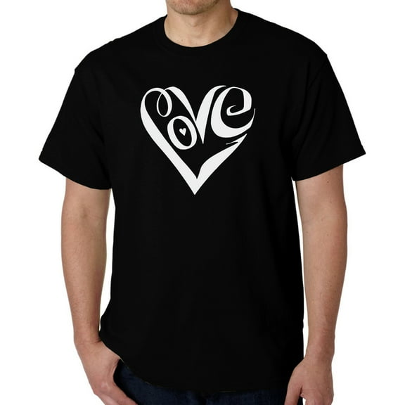 Men's Word Art T-shirt - Script Love Heart