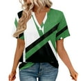 thumbnail image 2 of Green Women's Short Sleeve T-shirt, Womens Tops Summer Short Sleeve V Neck Blouses Business Casual Loose Fit Tshirts Trendy Fashion Outfits,Women's Short sleeve T-shirt S, 2 of 4