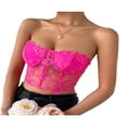 thumbnail image 2 of EIMELI Women Bustier Tube Tops See Through Embroidery Flower Off-Shoulder Tank Party Street Backless Crop Tops, 2 of 6