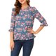thumbnail image 1 of CAMISAS DE MUJER INSPIRE CHIC CON MANGAS 3/4 Y HEMBRAS RIZADAS DE CHIFFON FLORAL EN GRIS AZUL -1, 1 of 7