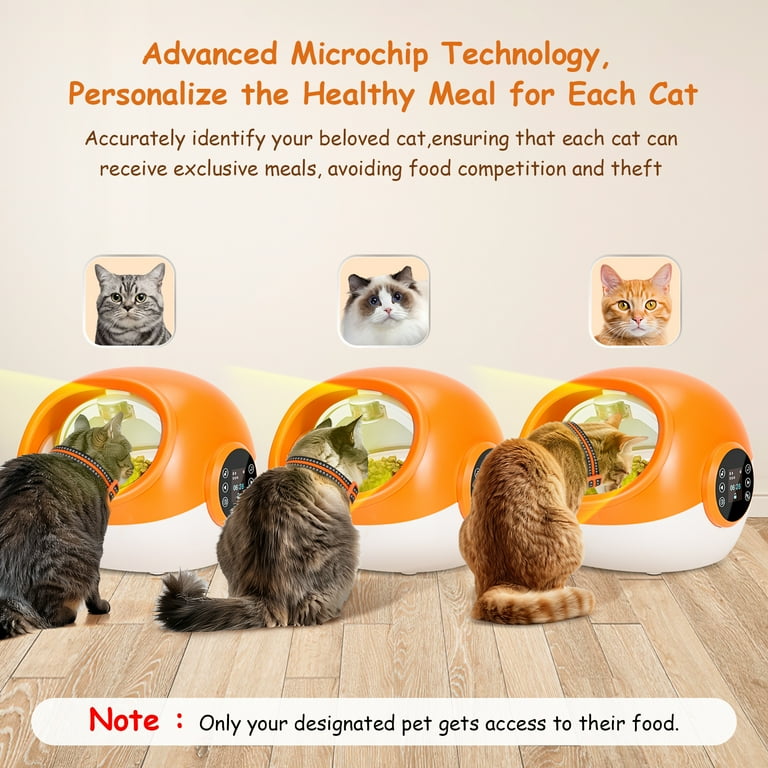 AMONSEE Automatic Cat Feeder Microchip Dog Feeder with RFID Collar Sensor LCD Menu 1 9 Meals Control Walmart