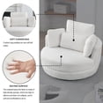 thumbnail image 2 of Oversized Swivel Chair with Half-Moon-Shaped Storage Ottoman, Round Club Chair with Throw Pillows and Head Pillow, Leisure Accent Chair with Metal Base and Solid Wood Frame for Living Room, Office, 2 of 8