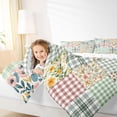 thumbnail image 3 of Erosebridal Floral Plaid Bedding Comforter Set for Girls, Green Checkered Full Bedding Set, Reversible, 7-Piece, 3 of 5