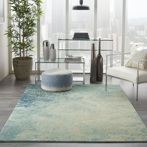 Nourison Passion Abstract Navy Light Blue 5'3" x 7'3" Area Rug, (5x7)