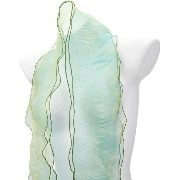 7 Yards Border Lace Fabric Ruffle Pleated Chiffon Trim Retro Organza Tulle Fabric Applique Trim for Christmas Tree Wedding Dress Costume Sewing Curtain Table Cloth Home Decor Green