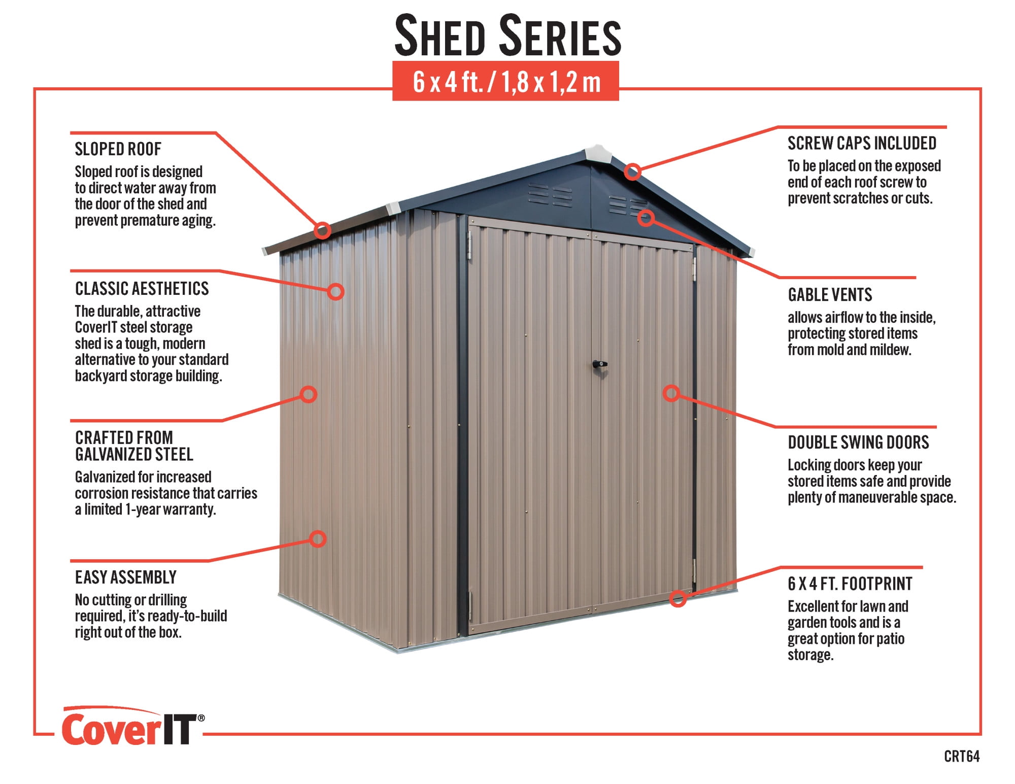Buy CoverIt 6x4 Steel Outdoor Storage Shed Online at Lowest Price in