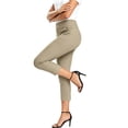 thumbnail image 4 of ClodeEU Women's High Waist Straight Leg Cropped Pants,Casual Office Capri Trousers with Pockets Beige,Women's Plus L, 4 of 8
