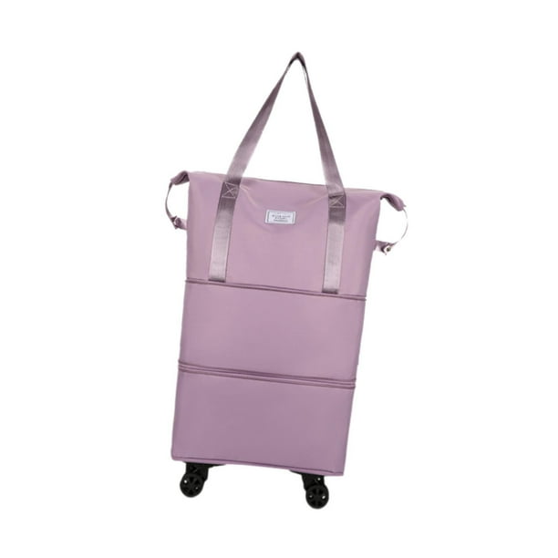 Bolsa de viaje plegable expandible con ruedas, práctica bolsa de viaje para hombres y mujeres. Púrpura Doble Expansión