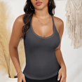 thumbnail image 5 of Women's Deep V-Neck Tank Top with Slim Fit and Adjustable Strap Detail - Large, Dark Gray, 5 of 7