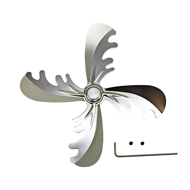 Aspa de ventilador de chimenea universal para estufa, decoración navideña, 18 cm, quema plata