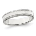 thumbnail image 1 of Ladies or Mens Sterling Silver 4mm Edge Design Wedding Band Ring, 1 of 3