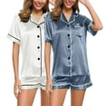 thumbnail image 2 of Afdoent 4Pc Pajamas For Women Set Plus Size Casual Pajamas Women's Lace Suspenders Shorts Home Wear Classic, 2 of 4