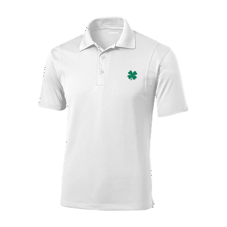 Trenz Shirt Company Mens Clover Crest Embroidered Golf Polo-White-xl