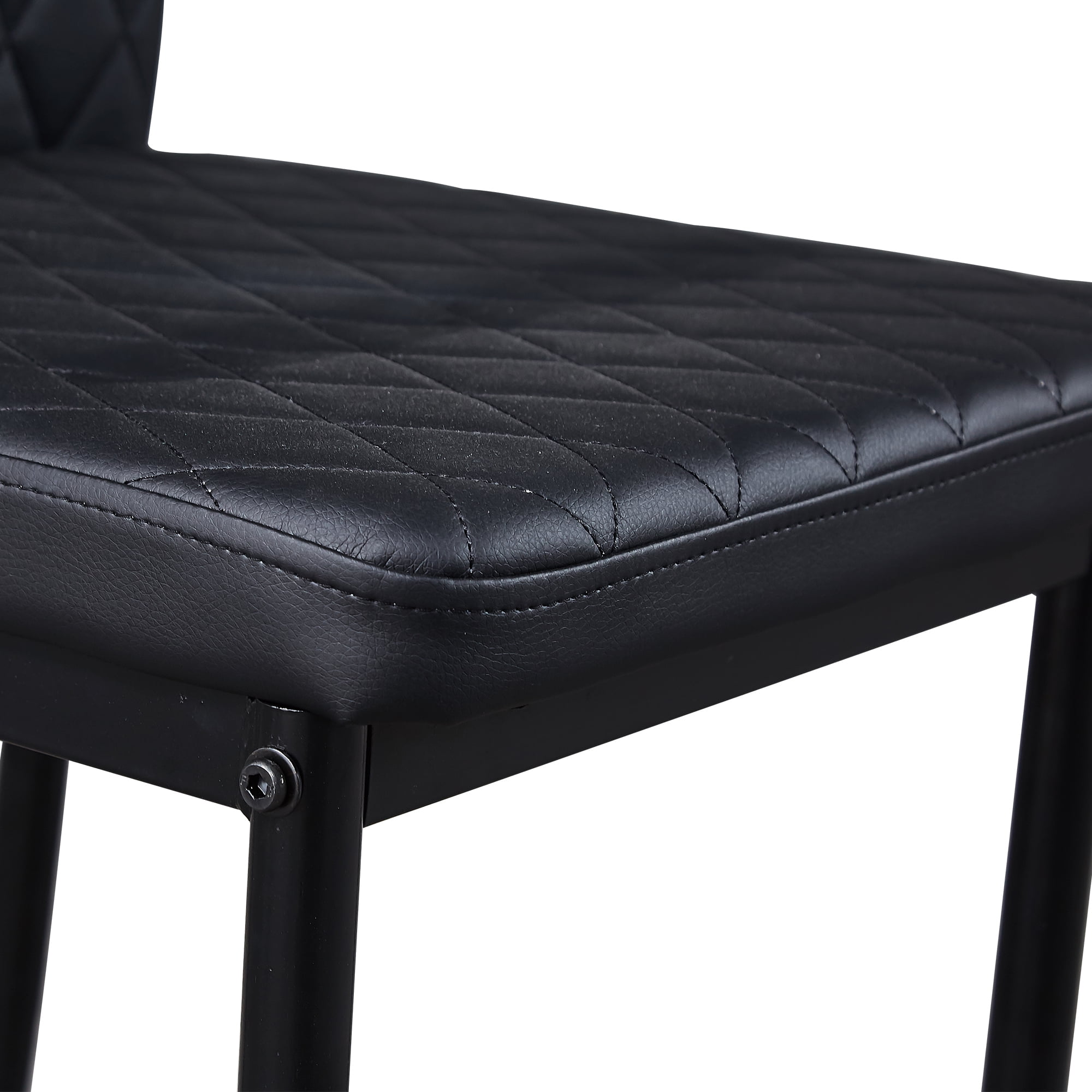 Kepooman Set of 4 Modern Diamond Grid Pattern Dining Chairs, Black Kepooman Set of 4 Modern Diamond Grid Pattern Dining Chairs, Black