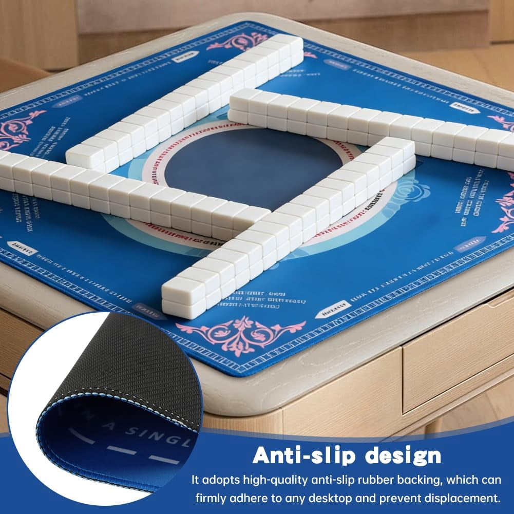 Mahjong Mat, Gaming Mat for Table with Bag, 31.5" x 31.5" Rubber Anti Slip & Noise Reduction Board Gaming Mats for Mahjong/Poker/Board Games/Card Games/Dominoes(Color:Type1)