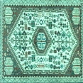thumbnail image 1 of Ahgly Company Machine Washable Indoor Square Persian Turquoise Blue Traditional Area Rugs, 8' Square, 1 of 4