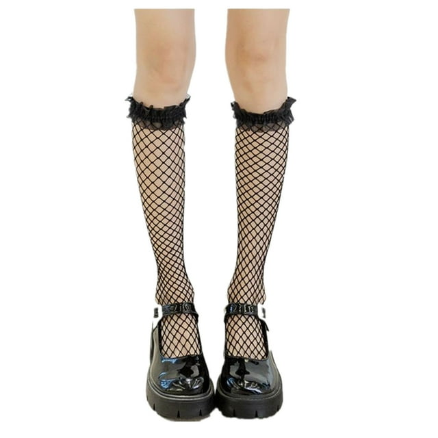 Langgg Polyester Lolita Mesh Stockings Lightweight And Fishnet Socks For Women Lightweight And Not black
