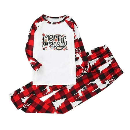 

REORIAFEE Family Pajamas Christmas Pjs Matching Set Xmas Holiday Christmas Loungewear Top+Pants Kids 12 Years