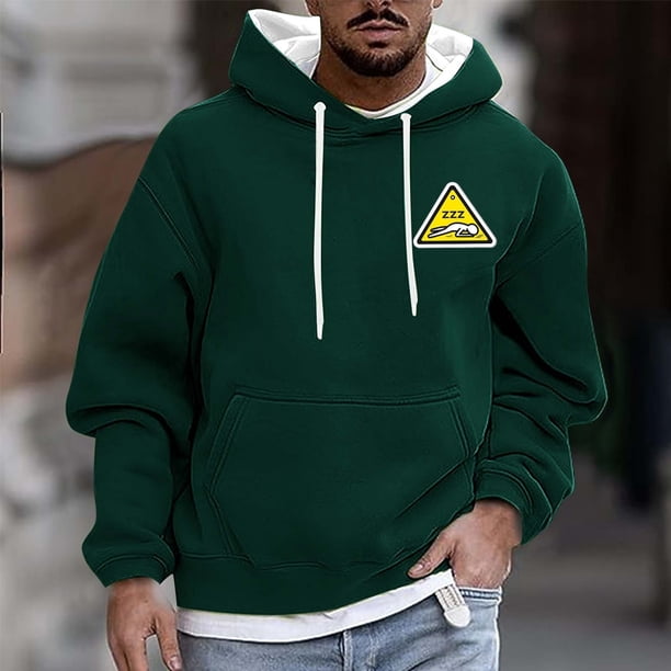 Sudadera con capucha para hombre, informal, a la moda, con estampado, con cordón, de manga larga, de poliéster