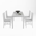 thumbnail image 5 of Modern Dining Set for 4, 5-Piece Dining Table and Chairs Set, 1 Table with Marble Top, 4 Leather Chairs for Kitchen Dining Room Living Room, White, 5 of 11