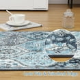 thumbnail image 6 of Aoile Washable Area Rugs 10' x 13', Moroccan Trellis Rug Non-slip Stain Resistant Accent Rug Vintage Distressed Floral Floor Cover Carpet for Dining Room Office Entry Rug, Blue/Grey, 6 of 9
