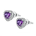 thumbnail image 6 of 5.66 Carat TCW Double Heart Created Amethyst 925 Sterling Silver Necklace Pendant and Earrings 3 Pieces Jewelry Set, 6 of 9