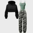 thumbnail image 5 of Girls 3-Piece Camo Outfit - Long Sleeve Hooded Sweatshirt, Sleeveless Tank Top & Cargo Pants Set, Casual Streetwear for Big Girls Ages 8-12, Trendy Fall Winter Outfit, 5 of 9