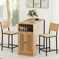 thumbnail image 2 of Patiojoy 3-Pcs Kitchen Table & Chairs Set High Top Bar Table with 2 Stools Storage Adjustable Shelf, 2 of 9