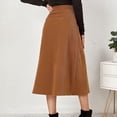 thumbnail image 7 of Women’s Corduroy High Waist A-Line Midi Skirt with Front Button Down Closure and Classic Fit for Daily Wear Khaki XL, 7 of 7