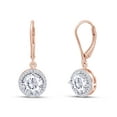 thumbnail image 2 of Halo Lever Back Dangle Drop Earrings Lab Created Moissanite Diamond In 14K Rose Gold Over Sterling Silver Jewelry For Women (G-H Color, 1.50 Cttw), 2 of 8