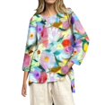 thumbnail image 2 of Green Womens Summer Tops Women's Vintage Floral Baseball Art Print Casual 3/4 Sleeve T Shirts Round Neck Cotton Shirt Going Out Tops for Women, 2 of 4