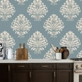 thumbnail image 5 of Peel and Stick Wallpaper Contact Paper Blue white damask Vintage paisley elements Traditional Self Adhesive and Removable 17.7in x 118in, 5 of 8