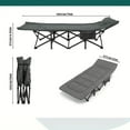 thumbnail image 2 of Folding Camping Cot with Cushion, Large Pocket Portable Camp Bed Cots with Carry Bag, Max Load 550 LBS, for Camping, BBQ, Hiking, Backpacking, Beach, Home, Office, Grey, 2 of 9