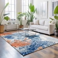 thumbnail image 3 of Area Rugs 5'x7', Coastal Octopus Carpet Runner Indoor Outdoor Rugs Home Decor Aesthetic, Blue Nautical Ocean Creature Wood Grain Non Slip Mats Washable Accent Rug for Living Room Bedroom, 3 of 8