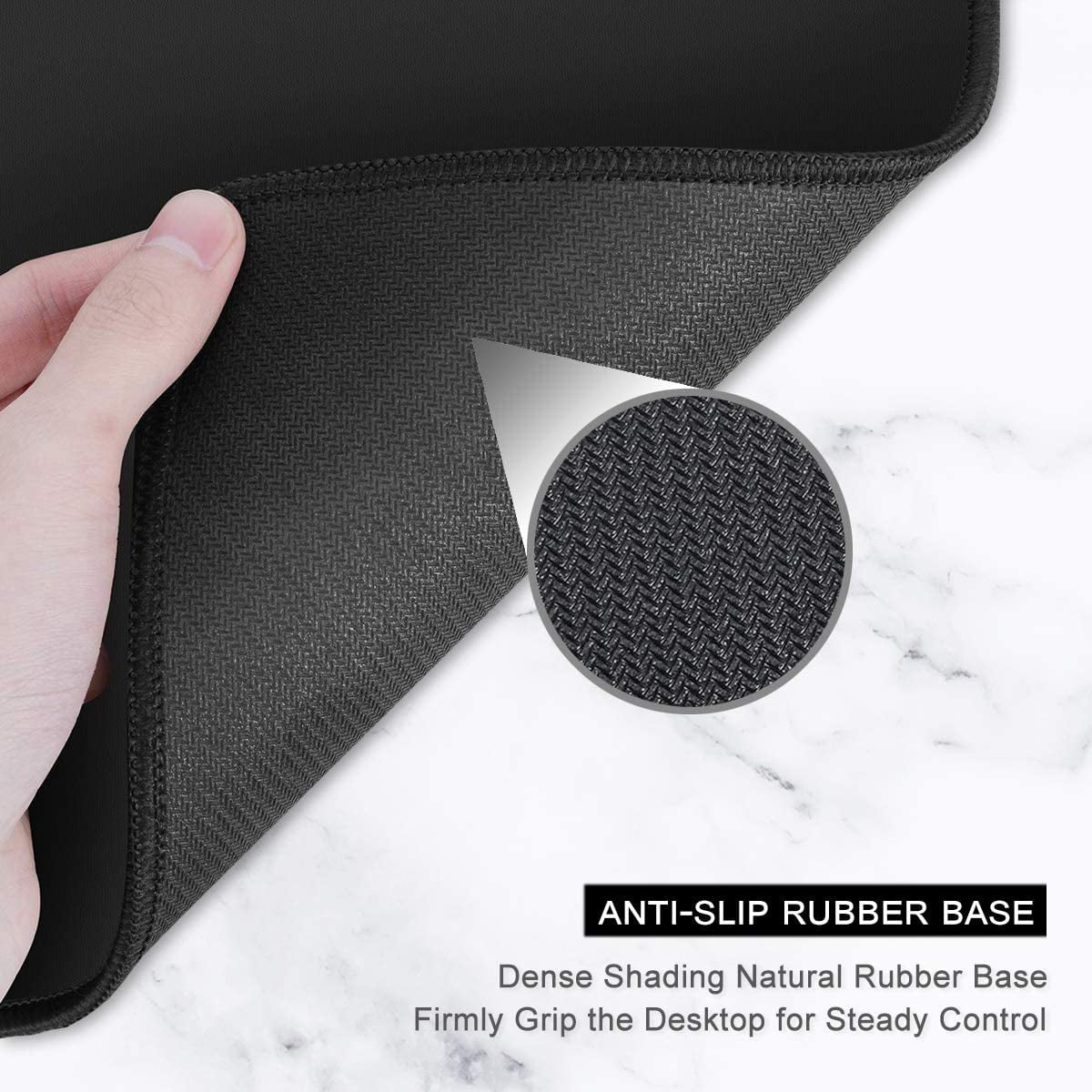 Large Mouse Pad, Full Desk XXL Extended Gaming Mouse Pad 35 x 15 Inch, Waterproof Desk Mat w/Stitched Edge, Non-Slip Laptop Computer Keyboard Pad for Office & Home, White Gray Marble Design