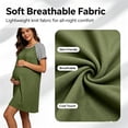 thumbnail image 4 of dazeni Women's Nursing Nightgown Maternity Short Sleeve Crewneck Dress Breastfeeding Casual Knee Length Pregnancy Dresses Army Green XXL, 4 of 10