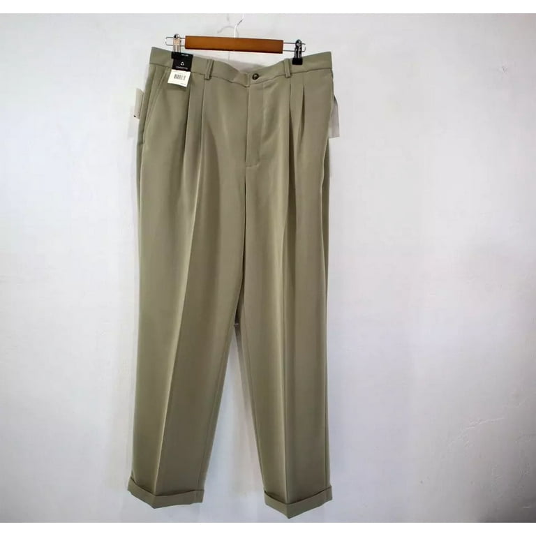 [35×29] claiborne Pleated Dress Trousers Claiborne Pleated Cuffed Dress Pants Mens Size 31R Beige