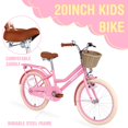 thumbnail image 4 of Girls Bike 20inch with Basket and Backseat, Kids Bicycle for 7-10 Years Old, Single Speed, Light Pink, 4 of 7