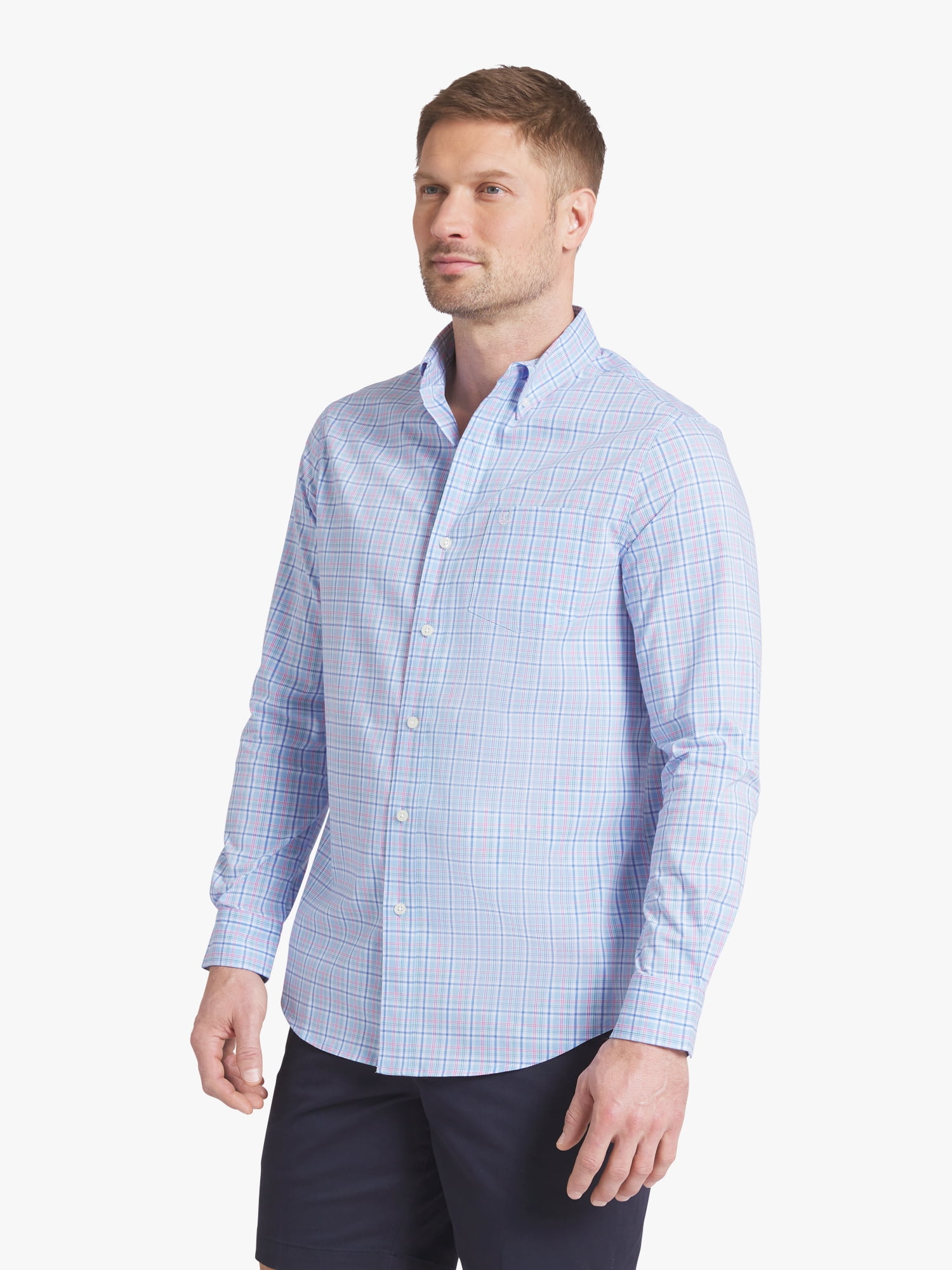 Chaps Men's & Big Men's Long Sleeve Easy Care Stretch Poplin Shirt, Sizes S-3XL