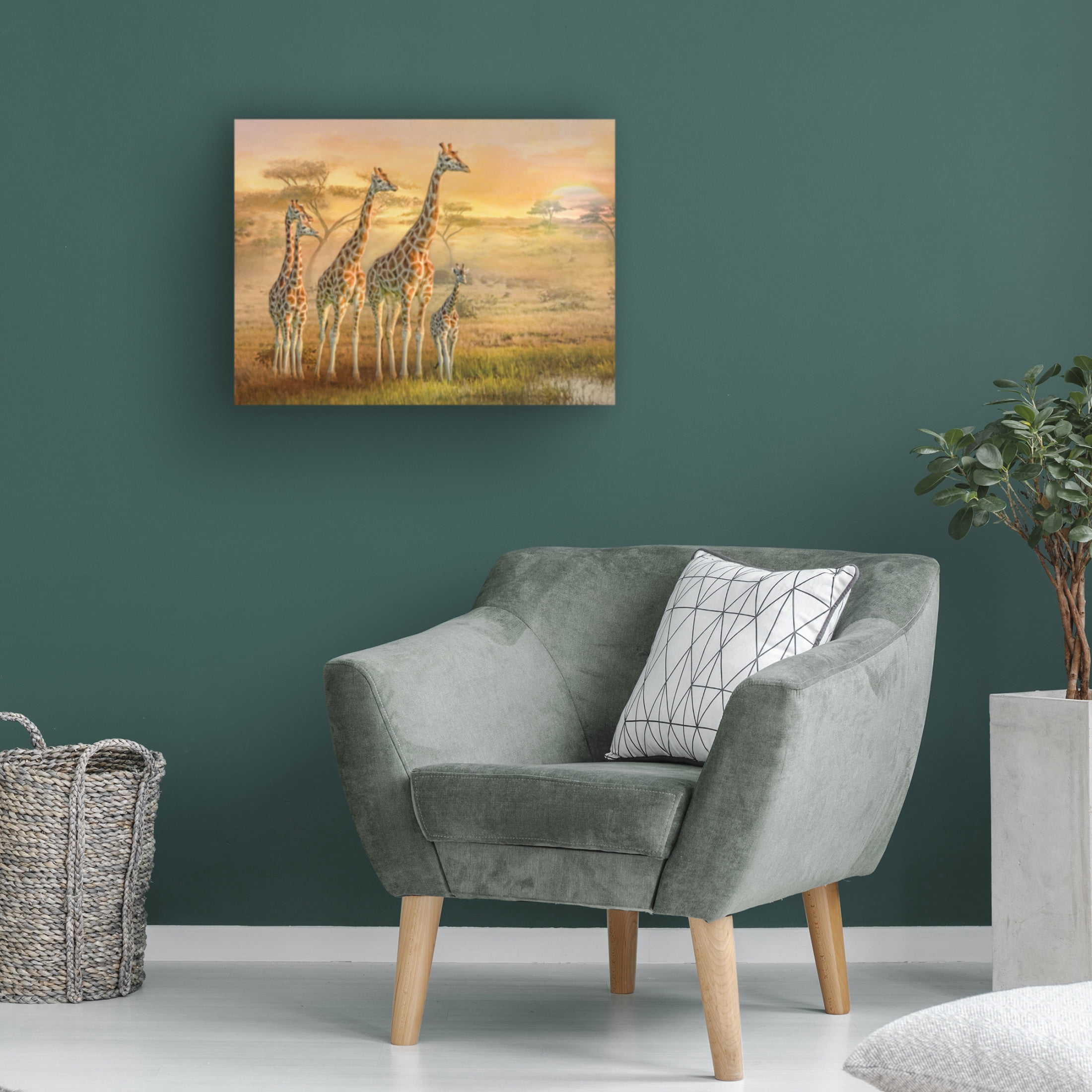 Canvas Wall Art - Trudi Simmonds 'Giraffe Family' Wall Art for Living Room, Bedroom, or Office Décor by Trademark Fine Art - 47 x 35 Inches