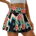 thumbnail image 5 of HELLHERO Retro Floral Rainbow Tennis Skirt, 2 Side Pockets Built-in Shorts Athletic Skort High Waisted Tennis Skirts for Vacation Pickleball, 5 of 10