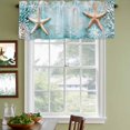 thumbnail image 3 of Starfish Coastal Curtain Valances for Windows, Kitchen Valance Window Treatments Panel 2 Pack, Teal Vintage Ocean Rod Pocket Short Curtains for Bathroom Bedroom 54 x 18 Inch, 3 of 8