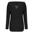 thumbnail image 3 of TFEOQRY Women's Off Shoulder Top Long Sleeve Heart Print Casual Shirt Party Night Out Fashion Pullover Black, 3 of 5