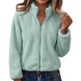 thumbnail image 3 of UDAUDU Sherpa Jacket Women Fuzzy Fleece Zip Up High Neck Long Sleeve Warm Teddy Jackets Cozy Fluffy Sweater Coats Fall Winter Outerwear 5XL, 3 of 6