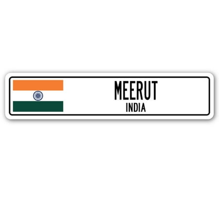 MEERUT, INDIA Street Sign Indian flag city country road wall