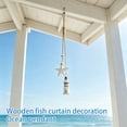 thumbnail image 5 of Ocean Style Wooden Wall Hanging Blue White Stripe Fish Seahorse Starfish String Decor Mediterranean Theme for Bathroom Balcony Fishing Net Backdrop, 5 of 6