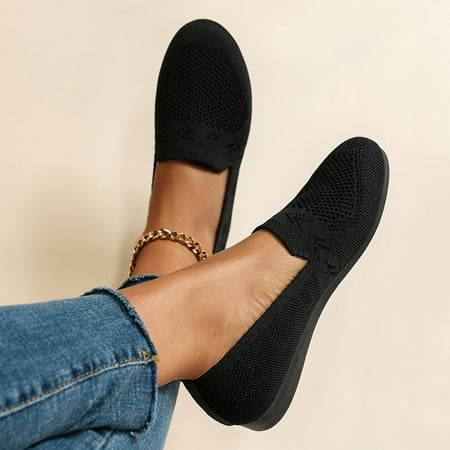 

Cathalem Sports Sandals Ladies Summer Breathable Women Running Shoes Slip On Flat Shoes Lightweight Knitting High Summer Sandals Black 7.5