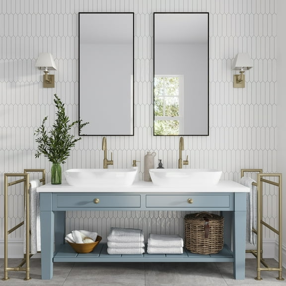 Festa 1.7 in. x 9.6 in. Matte White Ceramic Picket Wall and Floor Tile (2.37 sq. ft./case) (23-pack)